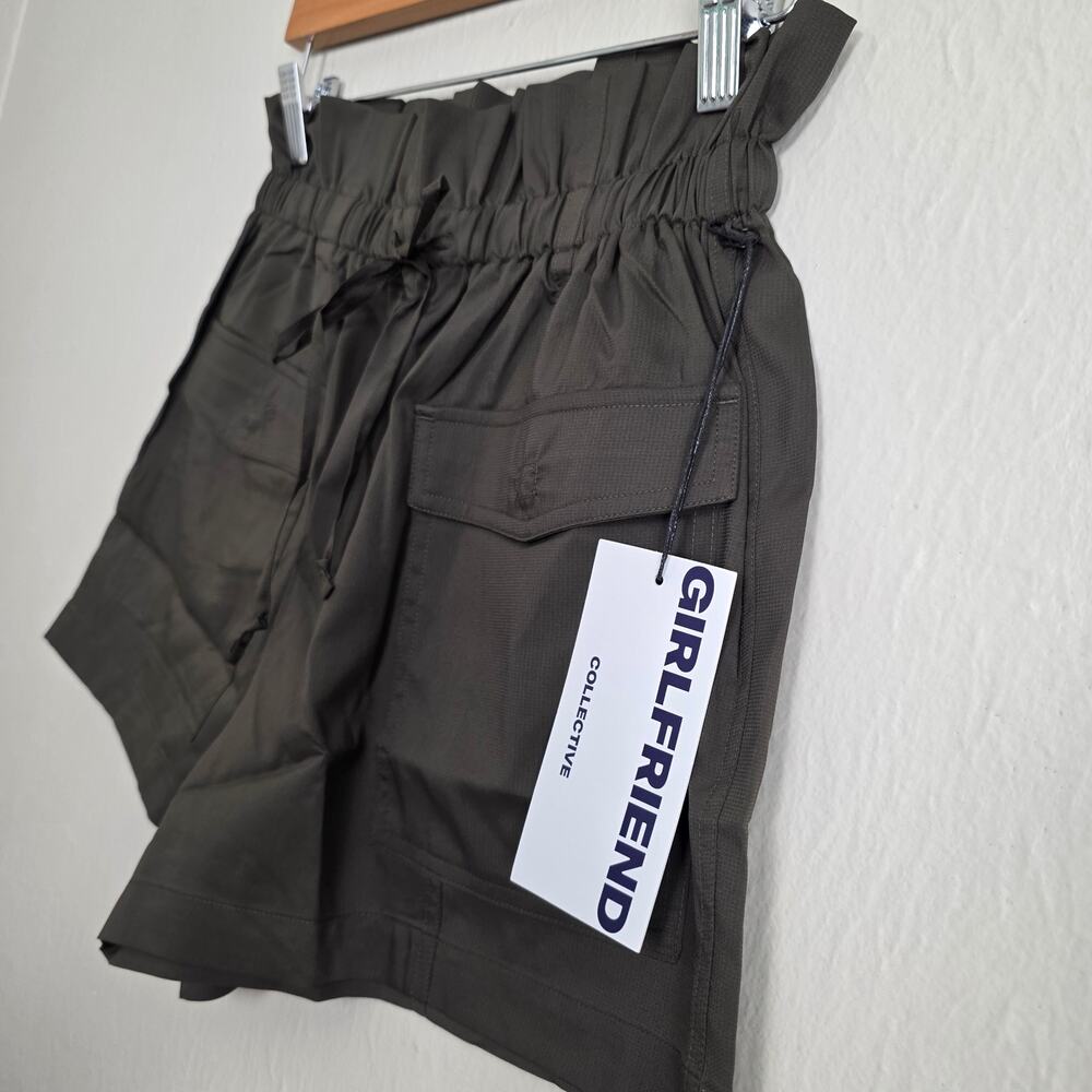 NWT Girlfriend Collective Mercer Camp High Waist Paperbag Short Raven Small - Picture 7 of 9